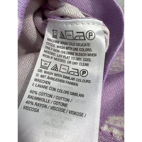 Isaac Mizrahi Live Bridgehampton Printed Shell Cardigan Women Small Lavender NEW - Picture 5 of 7